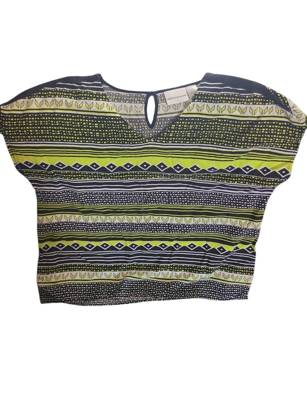 Alfred Dunner Lime & Black Geometric Short-Sleeve Blouse